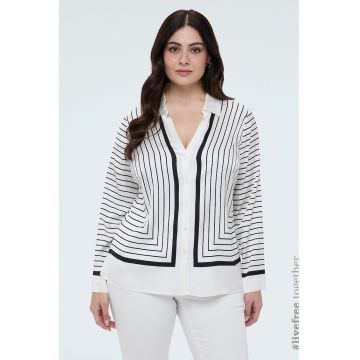 Camasa cu dungi si nasturi - Alb/Negru