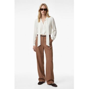 Camasa cu guler cu funda din panglici - Alb murdar