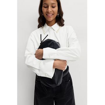 Camasa cu guler cu perle sintetice - Alb