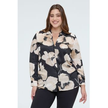 Camasa cu imprimeu floral - Negru/Crem