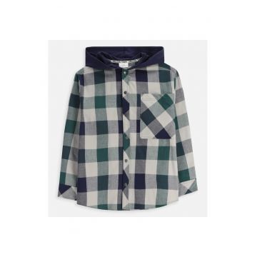 Camasa cu imprimeu in carouri si gluga