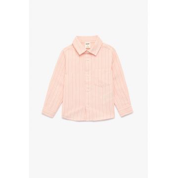 Camasa cu nasturi si dungi - Roz somon