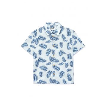 Camasa cu nasturi si imprimeu grafic - Albastru deschis