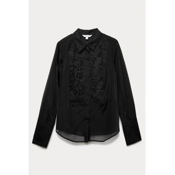 Camasa cu segmente din dantela - Negru
