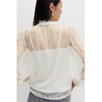 Camasa cu strat exterior din dantela - Alb