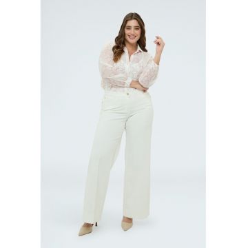 Camasa cu top interior si model floral - Roz/Crem