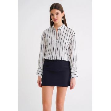 Camasa dama -  camasa cu maneca lunga - dungi - negru - textil