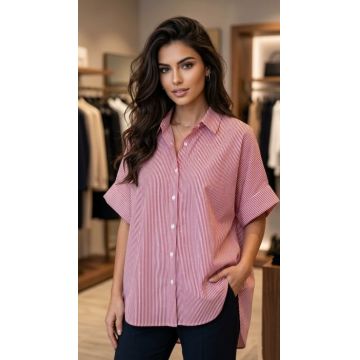 Camasa dama oversize cu dungi fine