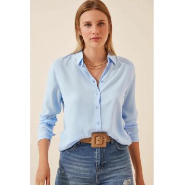 Camasa dama  textil - albastru deschis