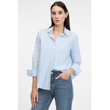 Camasa de bumbac cu dungi - Alb/Albastru deschis