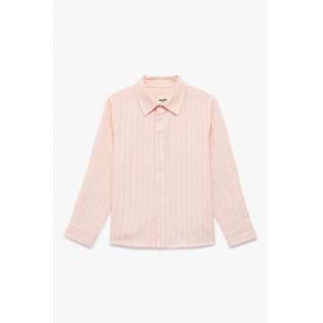 Camasa de bumbac cu dungi - Alb/Portocaliu pepene