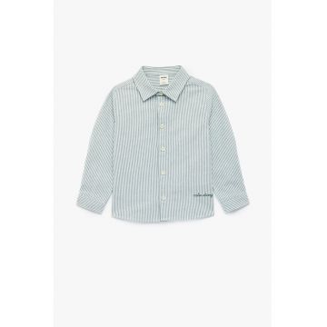 Camasa de bumbac cu dungi - Albastru prafuit