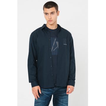 Camasa de bumbac cu logo - Albastru ultramarin