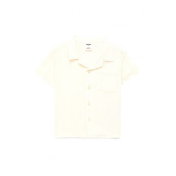 Camasa de bumbac cu maneci scurte - Crem