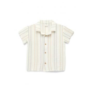 Camasa de bumbac cu maneci scurte - Crem