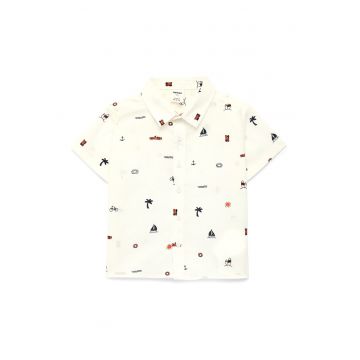 Camasa de bumbac cu model - Alb