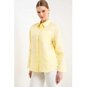 Camasa de in cu buzunar pe piept - Galben