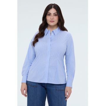 Camasa din amestec de bumbac cu dungi - Alb/Albastru deschis