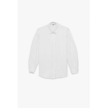 Camasa din amestec de bumbac cu maneci cazute - Alb optic