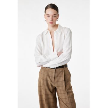 Camasa din amestec de lyocell cu guler - Alb murdar