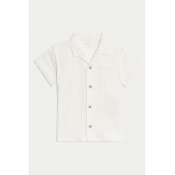 Camasa din bumbac cu buzunar pe piept - Alb murdar
