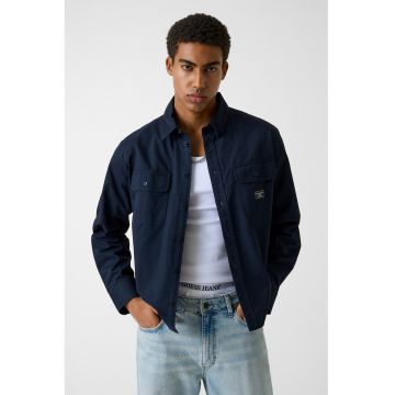 Camasa din bumbac cu buzunare pe piept - Bleumarin