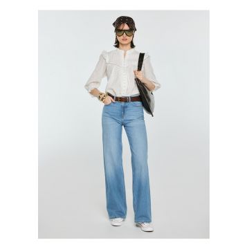 Camasa din bumbac cu detalii perforate