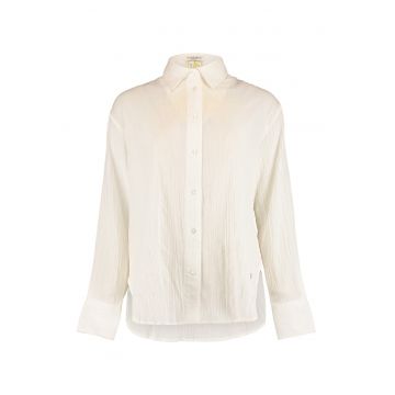Camasa din bumbac cu guler clasic - Crem