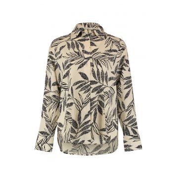 Camasa din bumbac cu guler clasic - Negru/Crem