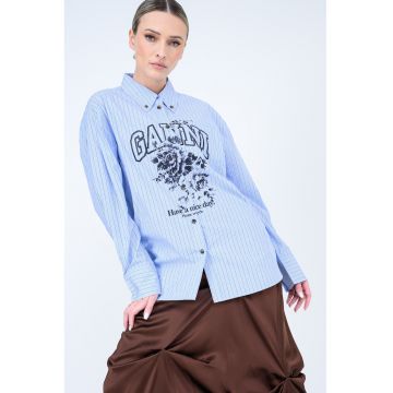 Camasa din bumbac cu imprimeu logo - Negru/Albastru deschis