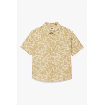 Camasa din bumbac cu maneci scurte si model - Galben