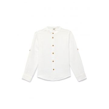 Camasa din bumbac cu nasturi - Alb