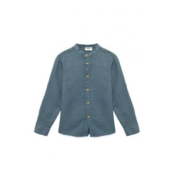 Camasa din bumbac cu nasturi - Albastru petrol