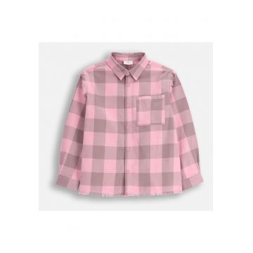 Camasa din bumbac in carouri cu buzunar aplicat