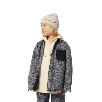 Camasa din denim cu model logo - Gri inchis