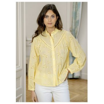 Camasa galbena din bumbac cu perforatii englezesti ASD97035 M9 19860 - Galben