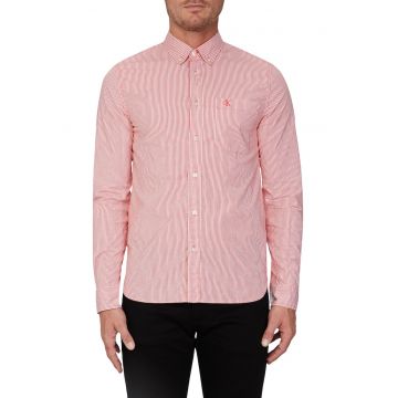 Camasa in dungi cu buzunar pe piept - Rosu/Alb