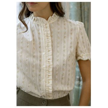 Camasa ivory din bumbac cu imprimeu ZS8008 M9 19837 - Bej