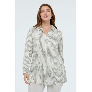 Camasa lejera cu imprimeu - Negru/Alb murdar