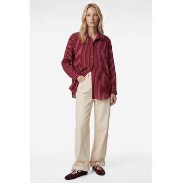 Camasa lejera din amestec de lyocell cu buzunar aplicat - Alb/Rosu inchis