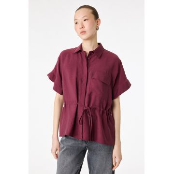 Camasa lejera din amestec de modal cu snur de ajustare - Visiniu