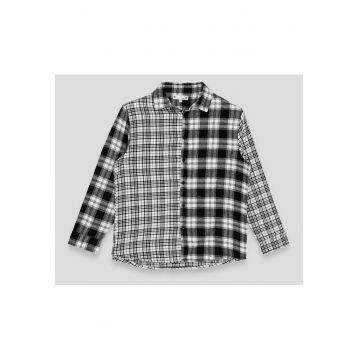 Camasa patchwork cu maneca lunga -