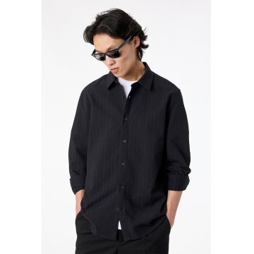 Camasa regular fit cu aspect texturat - Negru