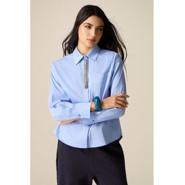 Camasa regular fit cu buzunar pe piept - Albastru pastel