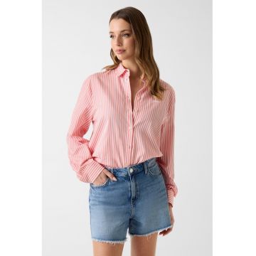 Camasa regular fit cu model in dungi - Alb/Roz