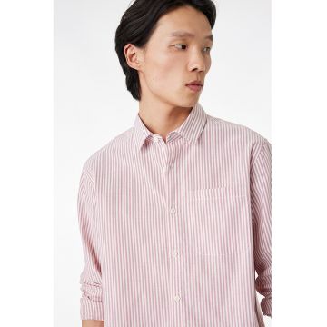 Camasa regular fit de bumbac cu buzunar pe piept - Rosu/Crem