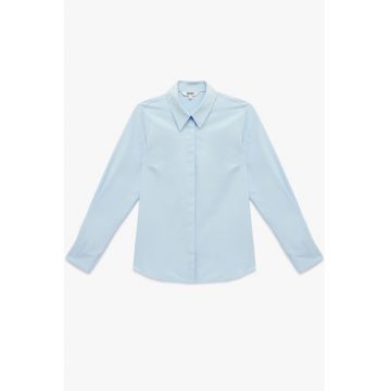 Camasa regular fit din amestec de bumbac - Albastru glaciar