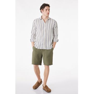 Camasa regular fit din amestec de bumbac cu model in dungi - Negru/Alb murdar