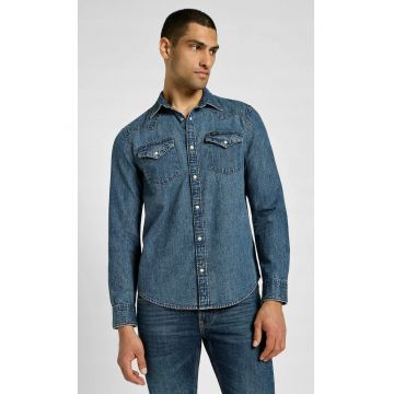 Camasa  Regular fit - fermoar - bumbac - albastru -