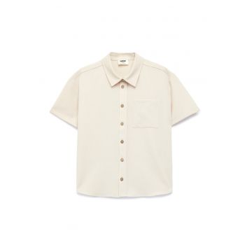 Camasa scurta cu buzunar pe piept - Crem